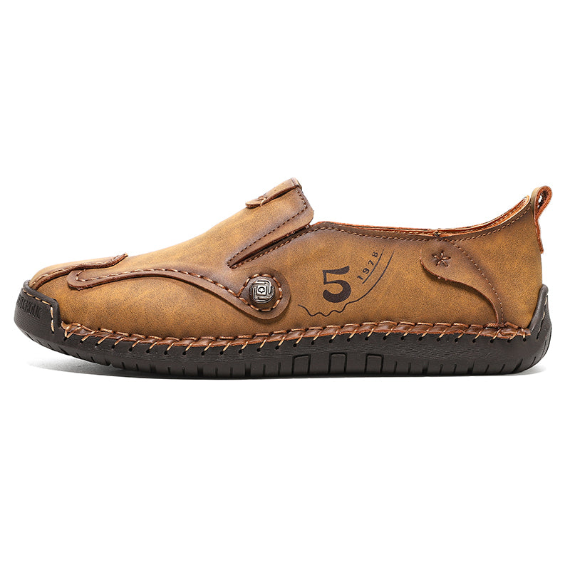 (🎁Free Orthotic Insoles🔥)Men’s Leather Slip-On Loafers – Comfortable, Breathable & Supportive Driving Shoes with Grippy Sole for Daily Wear