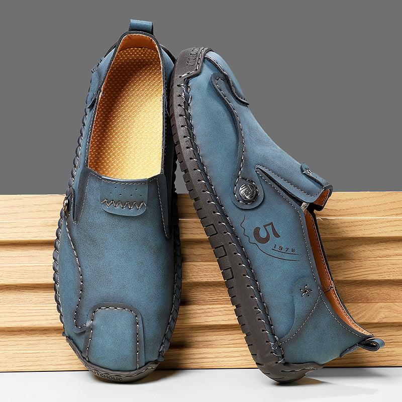 (🎁Free Orthotic Insoles🔥)Men’s Leather Slip-On Loafers – Comfortable, Breathable & Supportive Driving Shoes with Grippy Sole for Daily Wear