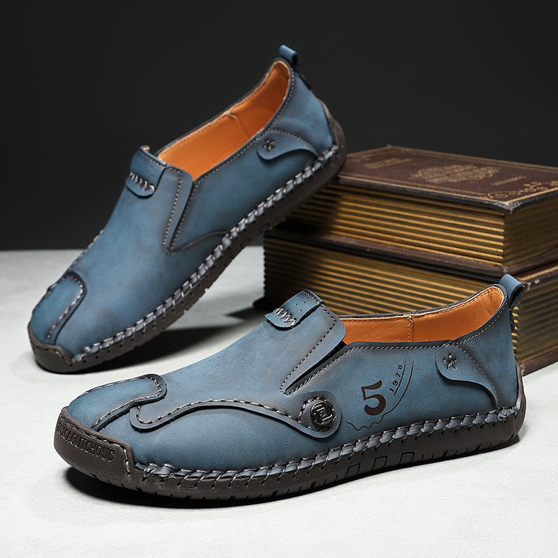 (🎁Free Orthotic Insoles🔥)Men’s Leather Slip-On Loafers – Comfortable, Breathable & Supportive Driving Shoes with Grippy Sole for Daily Wear