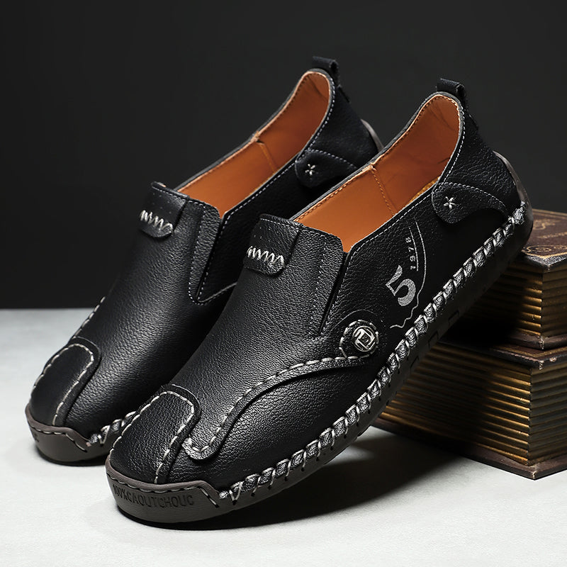 (🎁Free Orthotic Insoles🔥)Men’s Leather Slip-On Loafers – Comfortable, Breathable & Supportive Driving Shoes with Grippy Sole for Daily Wear