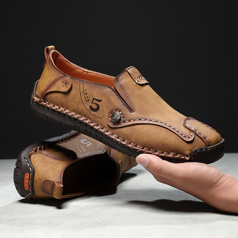 (🎁Free Orthotic Insoles🔥)Men’s Leather Slip-On Loafers – Comfortable, Breathable & Supportive Driving Shoes with Grippy Sole for Daily Wear