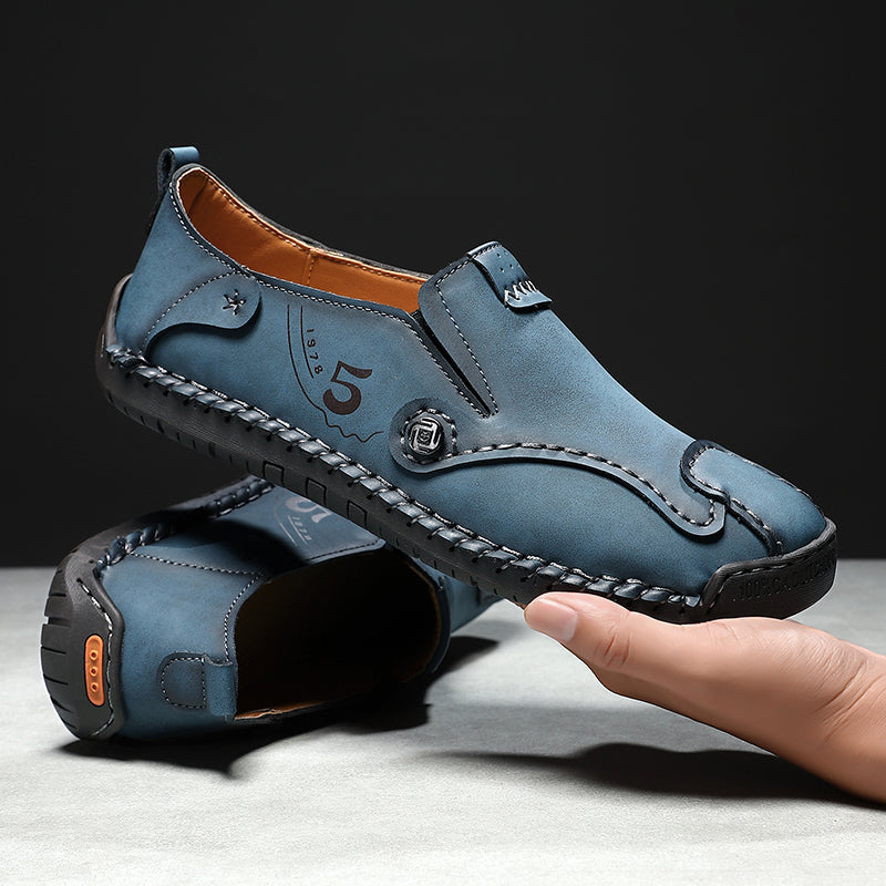 (🎁Free Orthotic Insoles🔥)Men’s Leather Slip-On Loafers – Comfortable, Breathable & Supportive Driving Shoes with Grippy Sole for Daily Wear