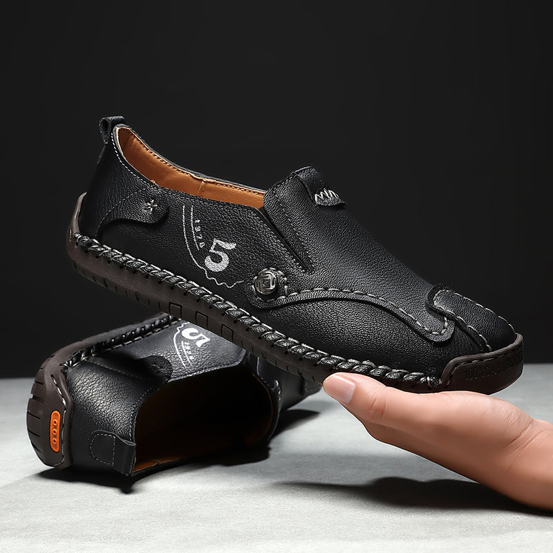 (🎁Free Orthotic Insoles🔥)Men’s Leather Slip-On Loafers – Comfortable, Breathable & Supportive Driving Shoes with Grippy Sole for Daily Wear