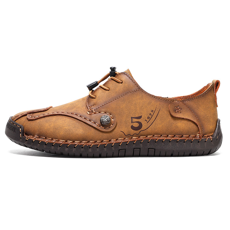 (🎁Free Orthotic Insoles🔥)Men’s Genuine Leather Outdoor Loafers – Waterproof Slip-On Hiking Shoes with Anti-Slip Sole & Breathable Comfort