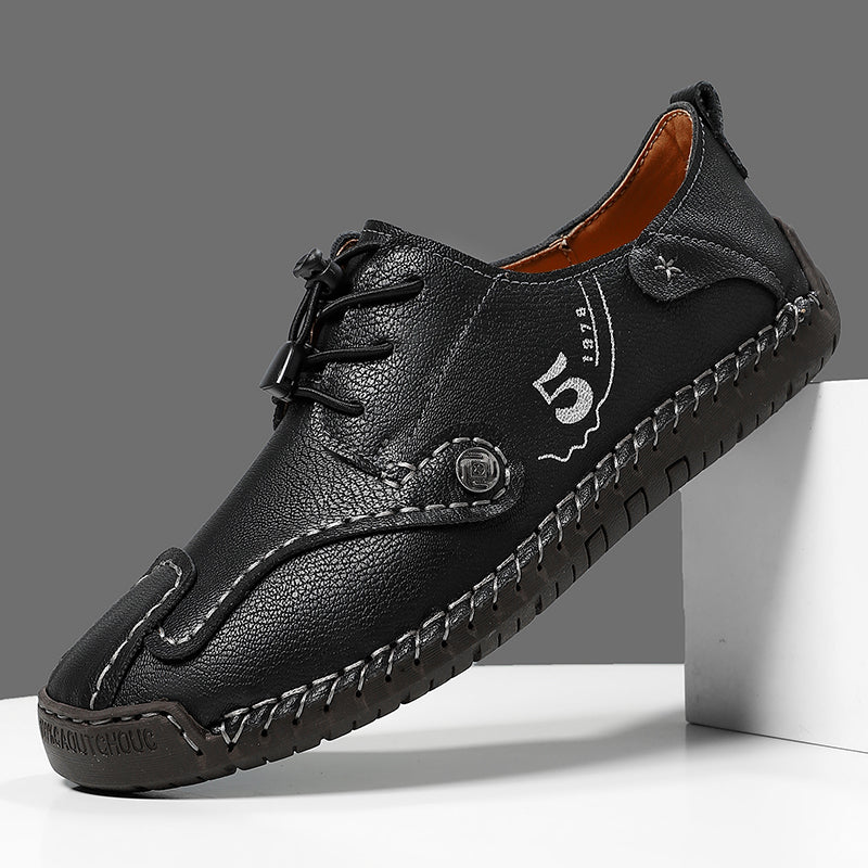 (🎁Free Orthotic Insoles🔥)Men’s Genuine Leather Outdoor Loafers – Waterproof Slip-On Hiking Shoes with Anti-Slip Sole & Breathable Comfort