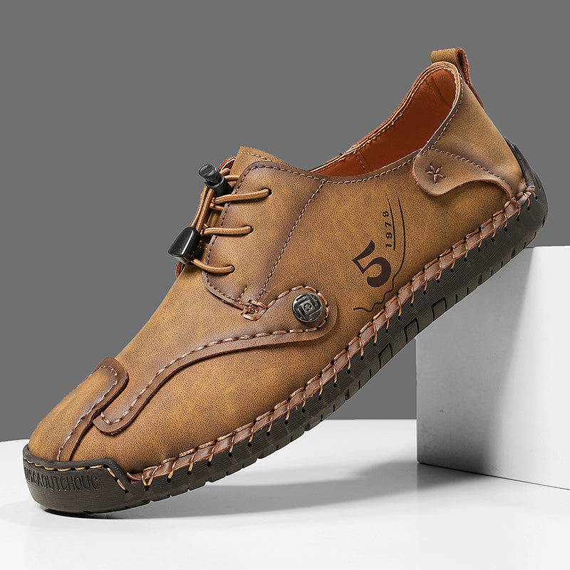 (🎁Free Orthotic Insoles🔥)Men’s Genuine Leather Outdoor Loafers – Waterproof Slip-On Hiking Shoes with Anti-Slip Sole & Breathable Comfort