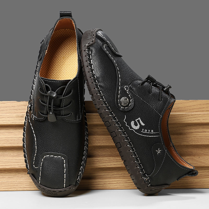 (🎁Free Orthotic Insoles🔥)Men’s Genuine Leather Outdoor Loafers – Waterproof Slip-On Hiking Shoes with Anti-Slip Sole & Breathable Comfort