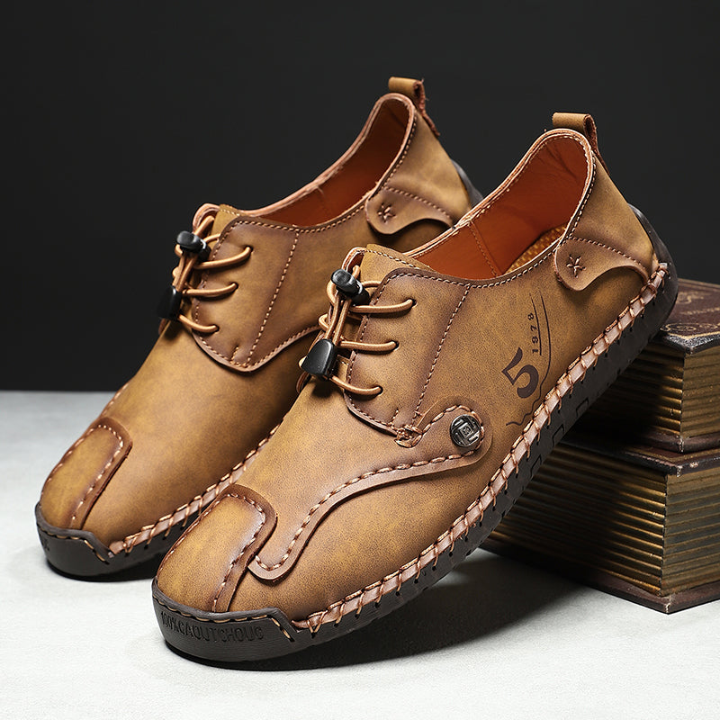 (🎁Free Orthotic Insoles🔥)Men’s Genuine Leather Outdoor Loafers – Waterproof Slip-On Hiking Shoes with Anti-Slip Sole & Breathable Comfort