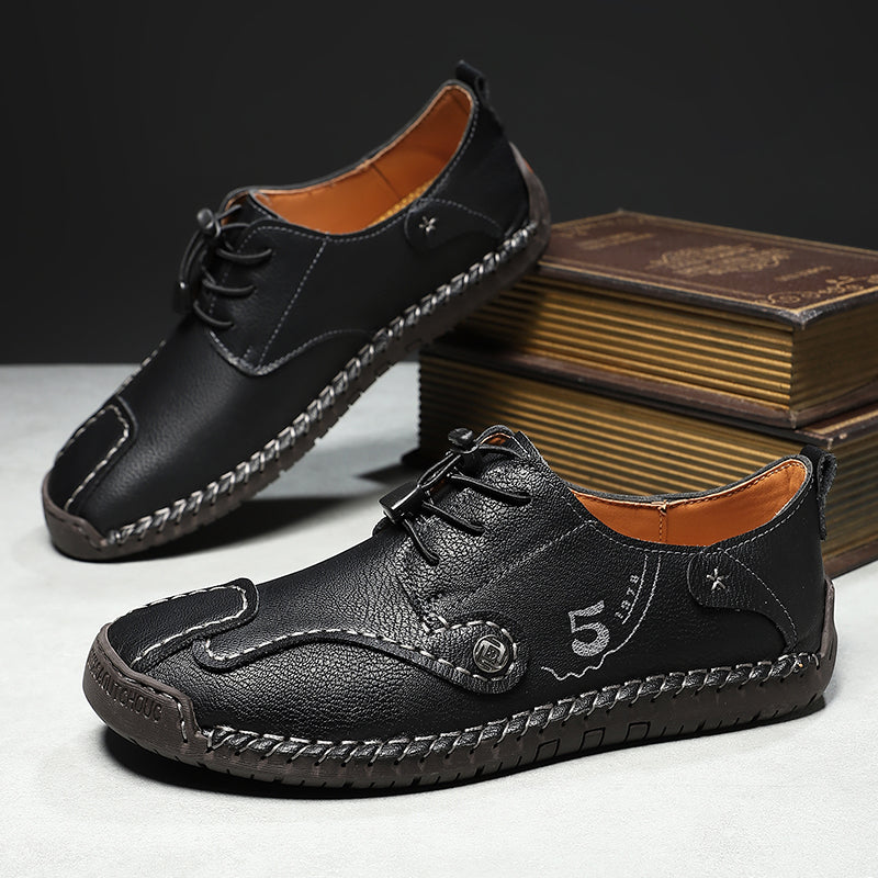 (🎁Free Orthotic Insoles🔥)Men’s Genuine Leather Outdoor Loafers – Waterproof Slip-On Hiking Shoes with Anti-Slip Sole & Breathable Comfort