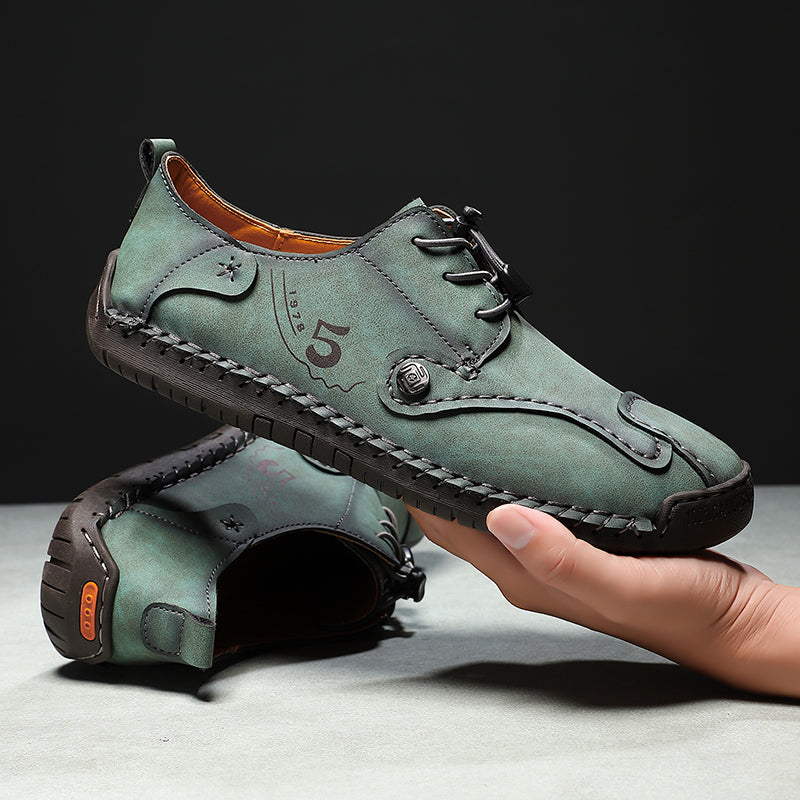 (🎁Free Orthotic Insoles🔥)Men’s Genuine Leather Outdoor Loafers – Waterproof Slip-On Hiking Shoes with Anti-Slip Sole & Breathable Comfort