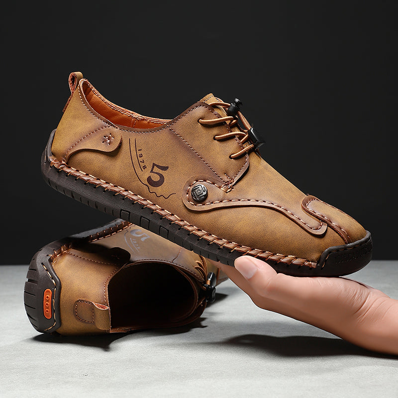 (🎁Free Orthotic Insoles🔥)Men’s Genuine Leather Outdoor Loafers – Waterproof Slip-On Hiking Shoes with Anti-Slip Sole & Breathable Comfort