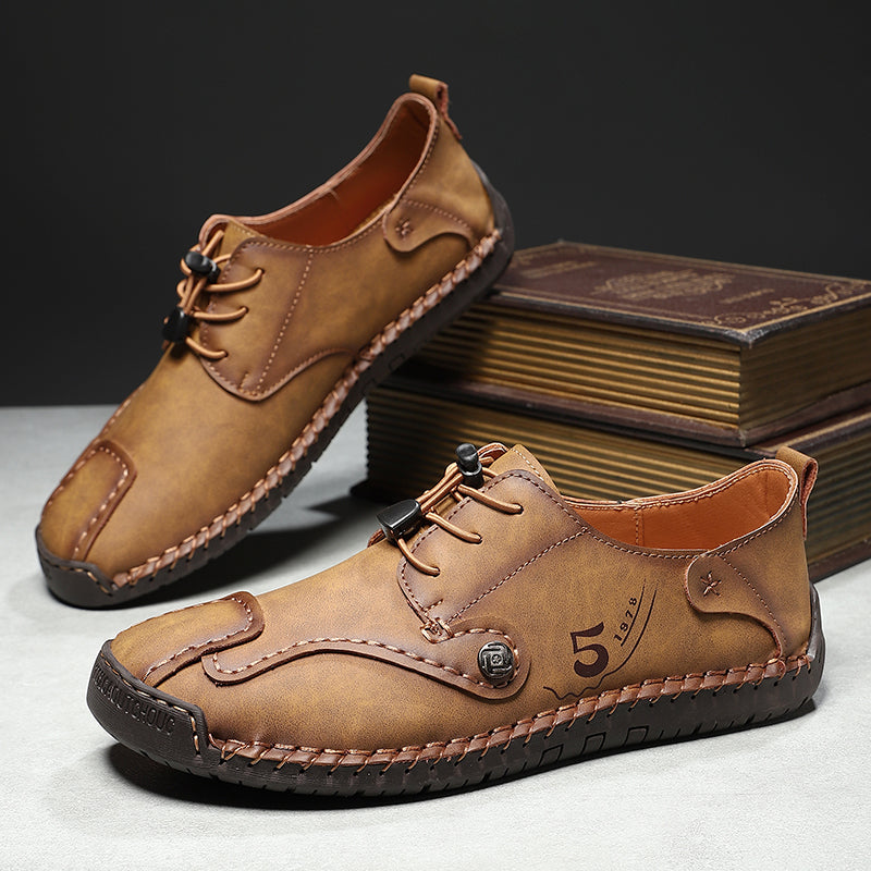 (🎁Free Orthotic Insoles🔥)Men’s Genuine Leather Outdoor Loafers – Waterproof Slip-On Hiking Shoes with Anti-Slip Sole & Breathable Comfort