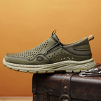 ⏰Limited Time 60% OFF🛒 Men's Handmade Slip-On Leather Walking Sneakers – Orthopedic Arch Support, Breathable & Anti-Slip Genuine Cowhide Loafers