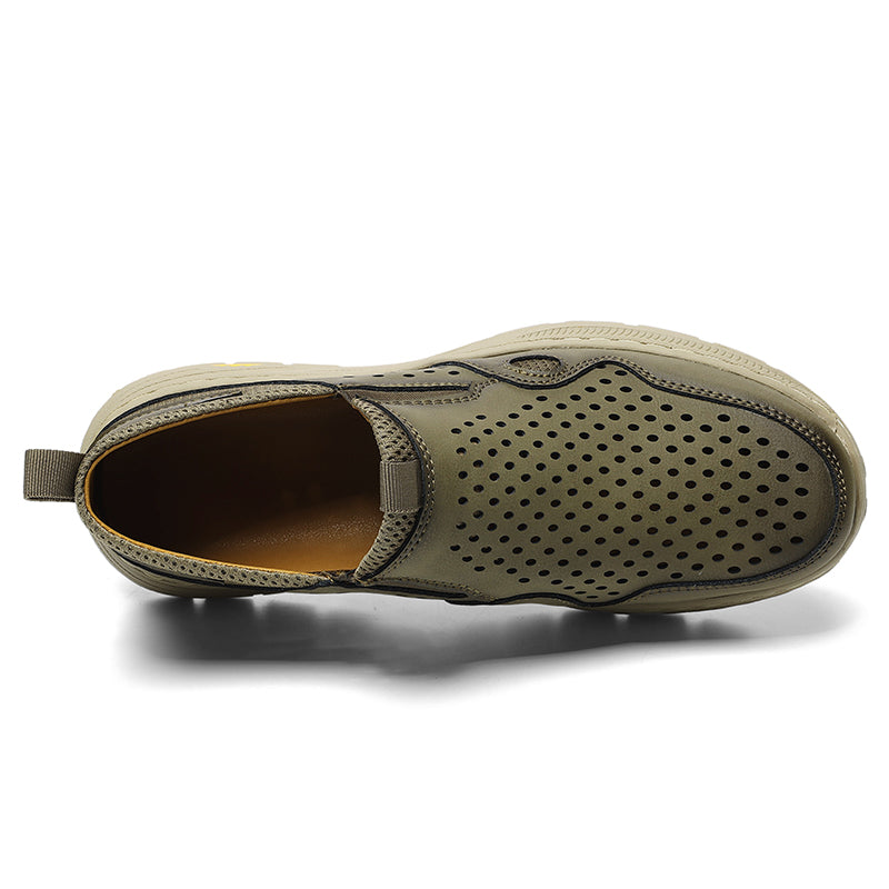 ⏰Limited Time 60% OFF🛒 Men's Handmade Slip-On Leather Walking Sneakers – Orthopedic Arch Support, Breathable & Anti-Slip Genuine Cowhide Loafers