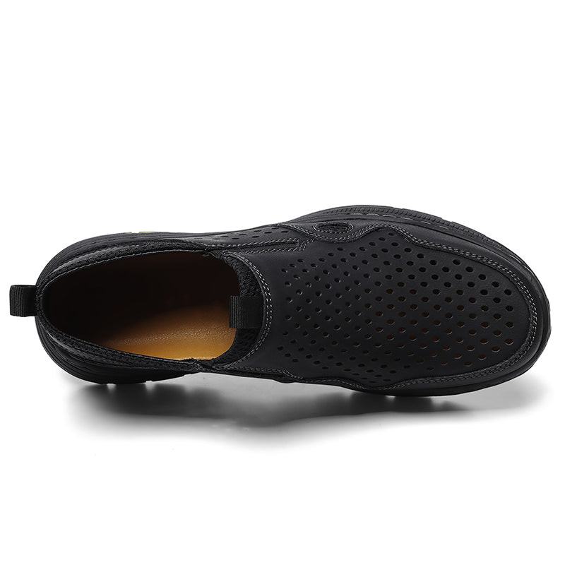 ⏰Limited Time 60% OFF🛒 Men's Handmade Slip-On Leather Walking Sneakers – Orthopedic Arch Support, Breathable & Anti-Slip Genuine Cowhide Loafers