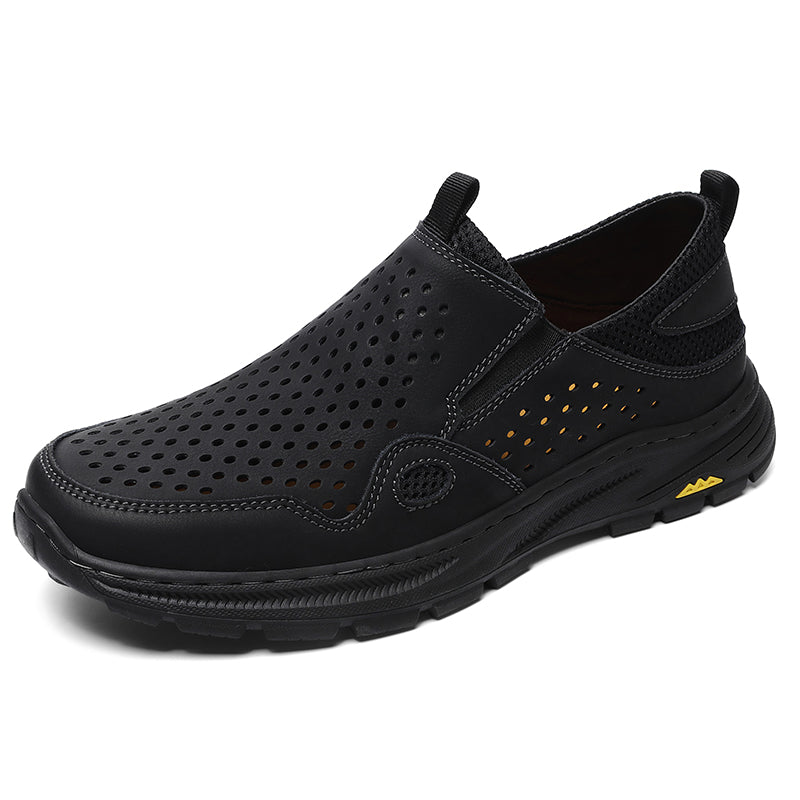 ⏰Limited Time 60% OFF🛒 Men's Handmade Slip-On Leather Walking Sneakers – Orthopedic Arch Support, Breathable & Anti-Slip Genuine Cowhide Loafers