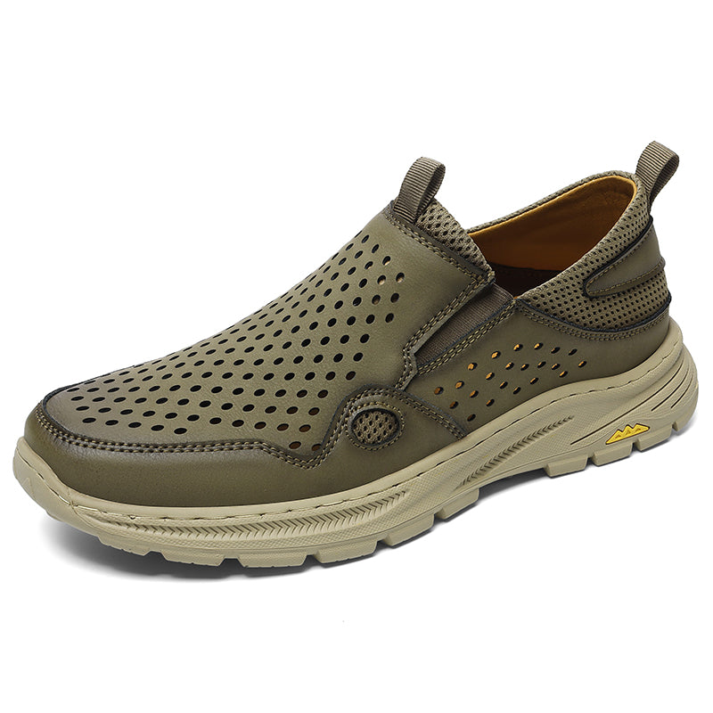 ⏰Limited Time 60% OFF🛒 Men's Handmade Slip-On Leather Walking Sneakers – Orthopedic Arch Support, Breathable & Anti-Slip Genuine Cowhide Loafers