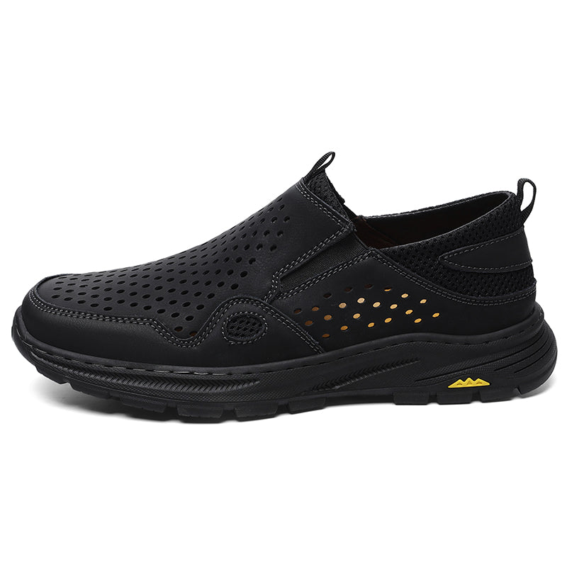⏰Limited Time 60% OFF🛒 Men's Handmade Slip-On Leather Walking Sneakers – Orthopedic Arch Support, Breathable & Anti-Slip Genuine Cowhide Loafers