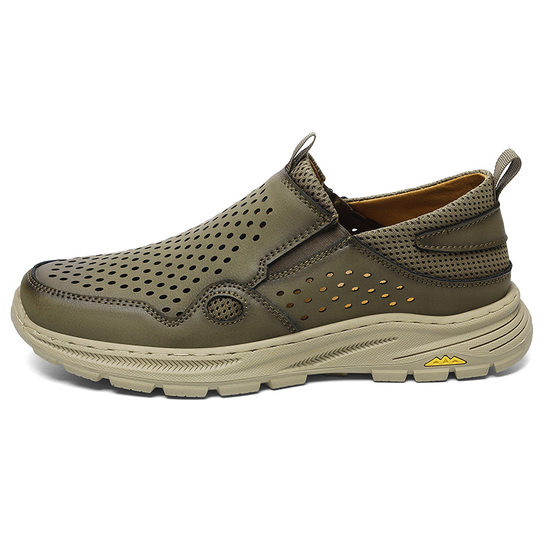 ⏰Limited Time 60% OFF🛒 Men's Handmade Slip-On Leather Walking Sneakers – Orthopedic Arch Support, Breathable & Anti-Slip Genuine Cowhide Loafers