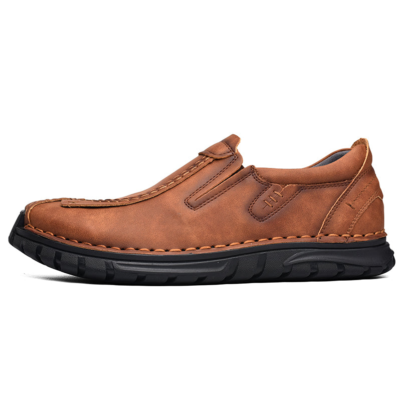 (⏰Clearance Sale-70%OFF🔥)Men’s Summer Casual Leather Shoes – Breathable Handmade Lace-Up Loafers, Walking Dress Flats for Driving, Business, and Office Wear