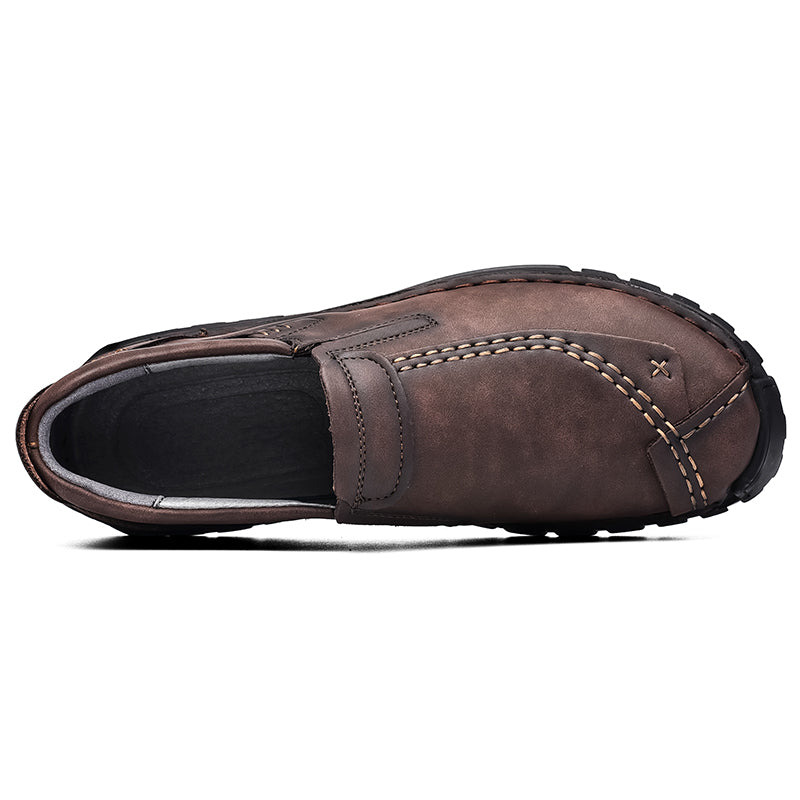 (⏰Clearance Sale-70%OFF🔥)Men’s Summer Casual Leather Shoes – Breathable Handmade Lace-Up Loafers, Walking Dress Flats for Driving, Business, and Office Wear