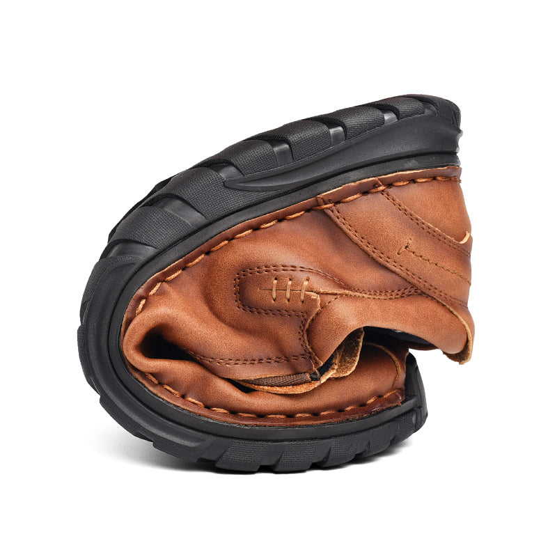 (⏰Clearance Sale-70%OFF🔥)Men’s Summer Casual Leather Shoes – Breathable Handmade Lace-Up Loafers, Walking Dress Flats for Driving, Business, and Office Wear