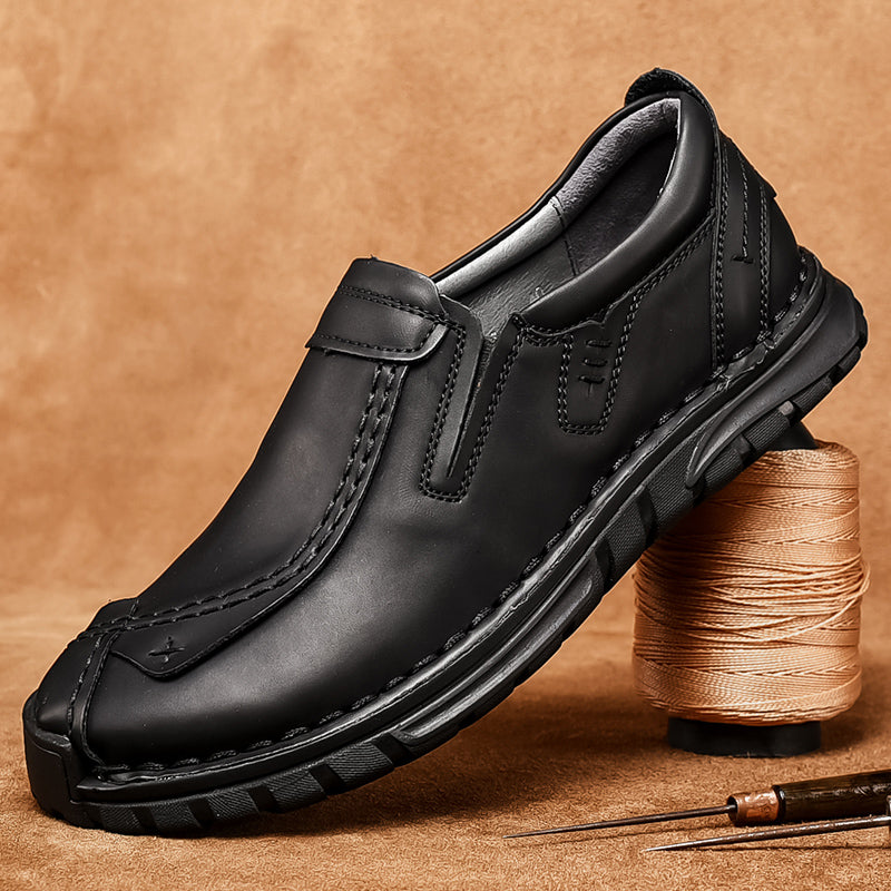 (⏰Clearance Sale-70%OFF🔥)Men’s Summer Casual Leather Shoes – Breathable Handmade Lace-Up Loafers, Walking Dress Flats for Driving, Business, and Office Wear