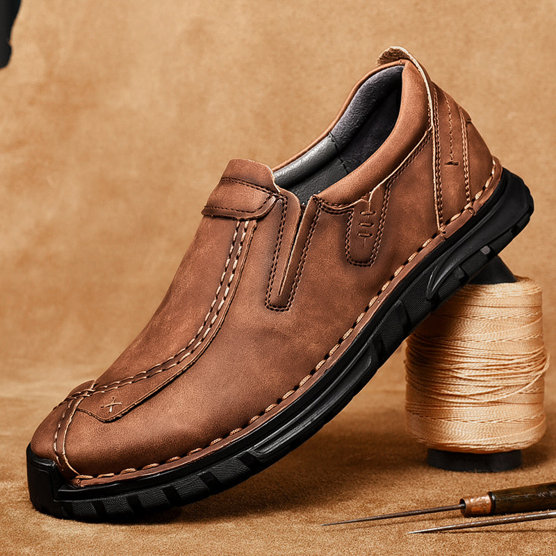 (⏰Clearance Sale-70%OFF🔥)Men’s Summer Casual Leather Shoes – Breathable Handmade Lace-Up Loafers, Walking Dress Flats for Driving, Business, and Office Wear