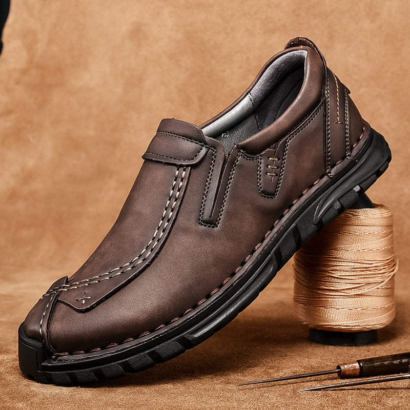 (⏰Clearance Sale-70%OFF🔥)Men’s Summer Casual Leather Shoes – Breathable Handmade Lace-Up Loafers, Walking Dress Flats for Driving, Business, and Office Wear