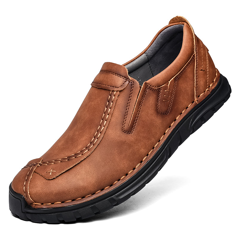 (⏰Clearance Sale-70%OFF🔥)Men’s Summer Casual Leather Shoes – Breathable Handmade Lace-Up Loafers, Walking Dress Flats for Driving, Business, and Office Wear