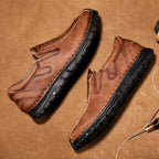 (⏰Clearance Sale-70%OFF🔥)Men’s Summer Casual Leather Shoes – Breathable Handmade Lace-Up Loafers, Walking Dress Flats for Driving, Business, and Office Wear