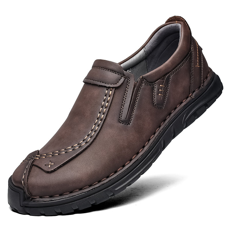 (⏰Clearance Sale-70%OFF🔥)Men’s Summer Casual Leather Shoes – Breathable Handmade Lace-Up Loafers, Walking Dress Flats for Driving, Business, and Office Wear