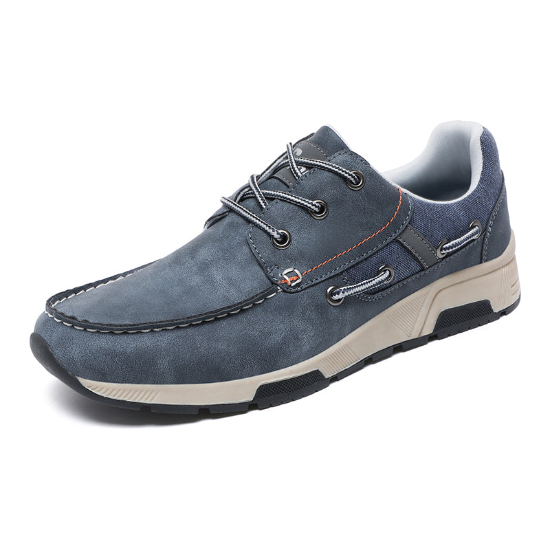 ⏰Limited Time 60% OFF🛒 Men's Comfortable Lace-Up Walking Shoes – Washed Denim-Style Leather With Arch Support, Heel Pain Relief & All-Day Comfort for Casual Daily Wear