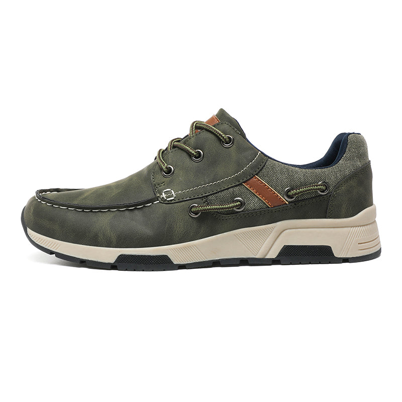 ⏰Limited Time 60% OFF🛒 Men's Comfortable Lace-Up Walking Shoes – Washed Denim-Style Leather With Arch Support, Heel Pain Relief & All-Day Comfort for Casual Daily Wear