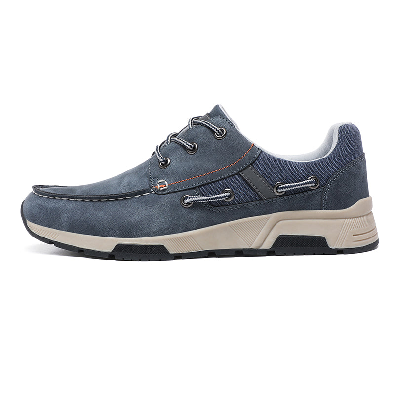 ⏰Limited Time 60% OFF🛒 Men's Comfortable Lace-Up Walking Shoes – Washed Denim-Style Leather With Arch Support, Heel Pain Relief & All-Day Comfort for Casual Daily Wear