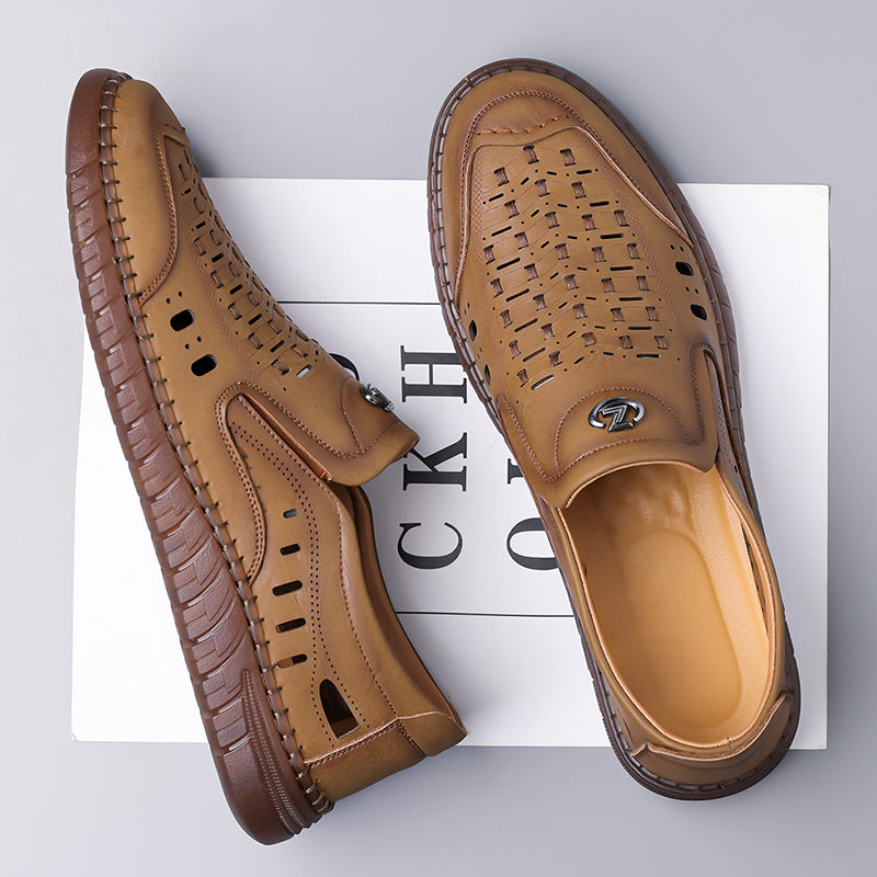 🔥FLASH SALE – 60% OFF🛒 Men's Casual Genuine Leather Loafers – Lightweight, Cushioned & Breathable Slip-On Dress Shoes for Business and Daily Wear