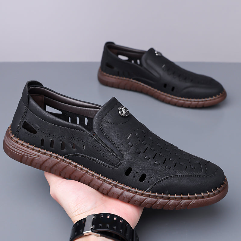 🔥FLASH SALE – 60% OFF🛒 Men's Casual Genuine Leather Loafers – Lightweight, Cushioned & Breathable Slip-On Dress Shoes for Business and Daily Wear