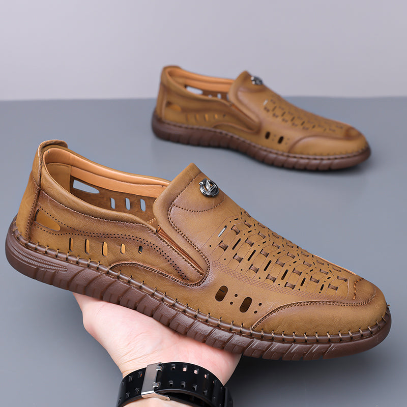 🔥FLASH SALE – 60% OFF🛒 Men's Casual Genuine Leather Loafers – Lightweight, Cushioned & Breathable Slip-On Dress Shoes for Business and Daily Wear