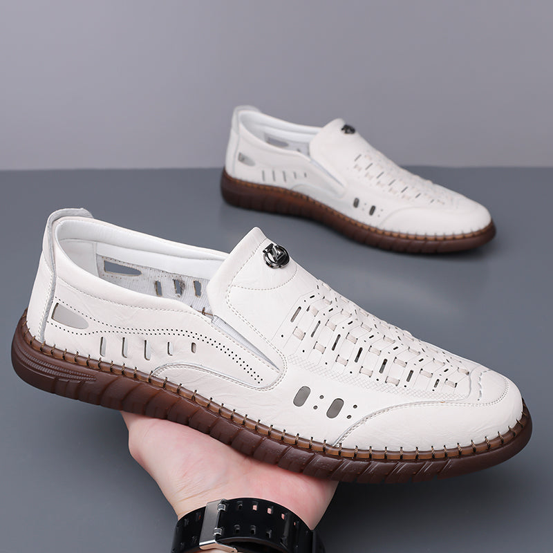 🔥FLASH SALE – 60% OFF🛒 Men's Casual Genuine Leather Loafers – Lightweight, Cushioned & Breathable Slip-On Dress Shoes for Business and Daily Wear