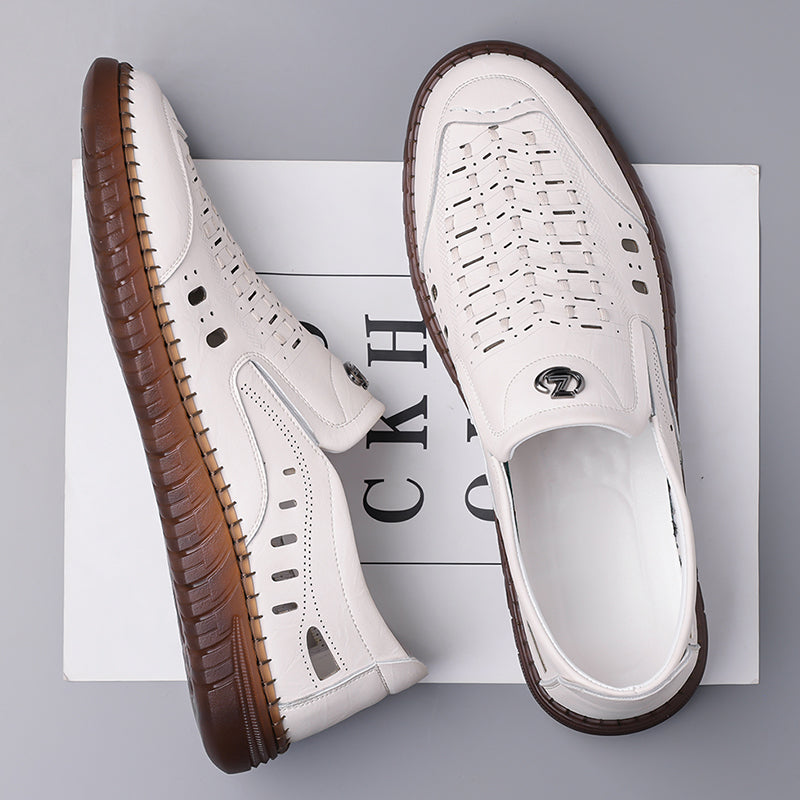 🔥FLASH SALE – 60% OFF🛒 Men's Casual Genuine Leather Loafers – Lightweight, Cushioned & Breathable Slip-On Dress Shoes for Business and Daily Wear