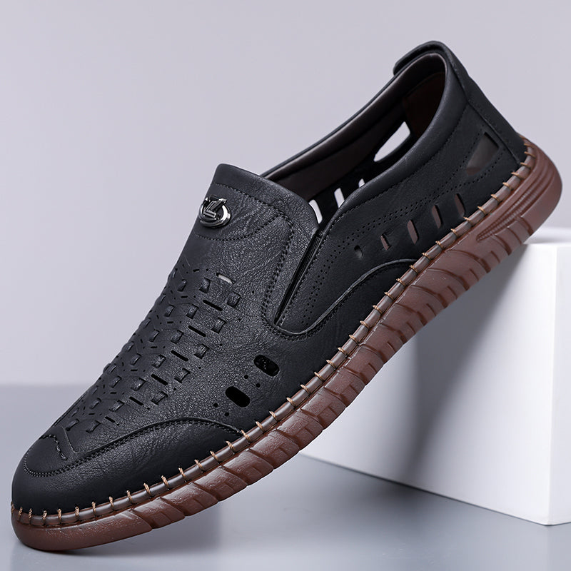 🔥FLASH SALE – 60% OFF🛒 Men's Casual Genuine Leather Loafers – Lightweight, Cushioned & Breathable Slip-On Dress Shoes for Business and Daily Wear