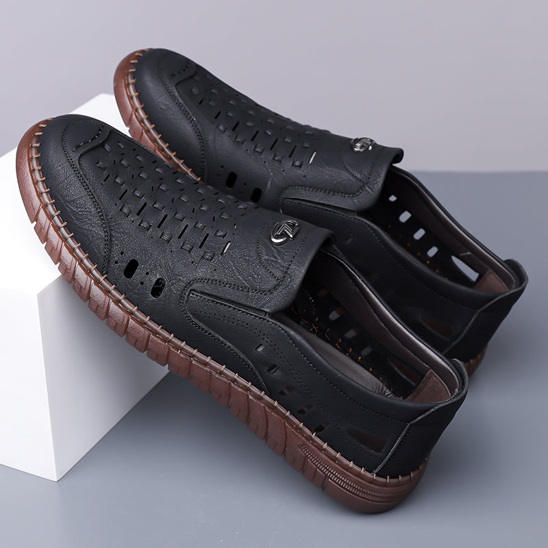 🔥FLASH SALE – 60% OFF🛒 Men's Casual Genuine Leather Loafers – Lightweight, Cushioned & Breathable Slip-On Dress Shoes for Business and Daily Wear