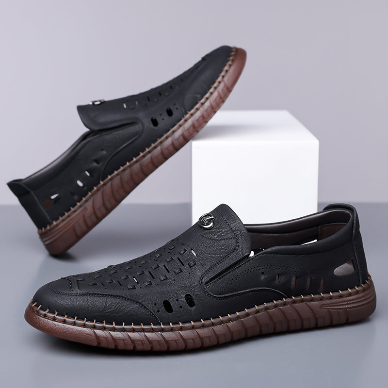 🔥FLASH SALE – 60% OFF🛒 Men's Casual Genuine Leather Loafers – Lightweight, Cushioned & Breathable Slip-On Dress Shoes for Business and Daily Wear