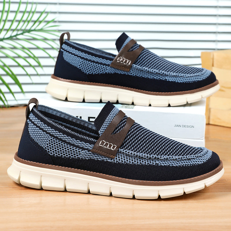 Men's Comfortable Knit Dress Sneakers – Breathable Mesh Slip-On Shoes, Lightweight Walking Shoes for Business, Travel & Casual Style