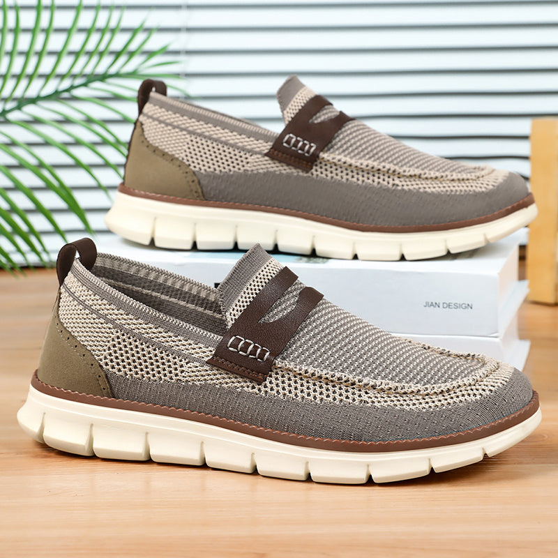 Men's Comfortable Knit Dress Sneakers – Breathable Mesh Slip-On Shoes, Lightweight Walking Shoes for Business, Travel & Casual Style