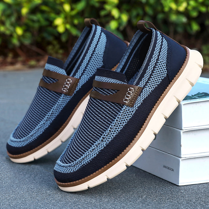 Men's Comfortable Knit Dress Sneakers – Breathable Mesh Slip-On Shoes, Lightweight Walking Shoes for Business, Travel & Casual Style
