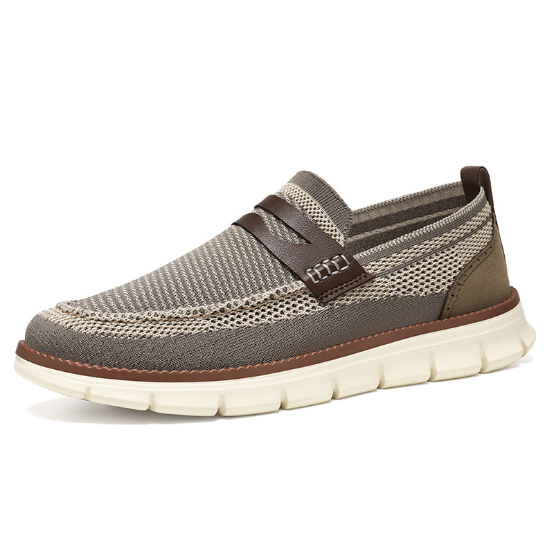 Men's Comfortable Knit Dress Sneakers – Breathable Mesh Slip-On Shoes, Lightweight Walking Shoes for Business, Travel & Casual Style