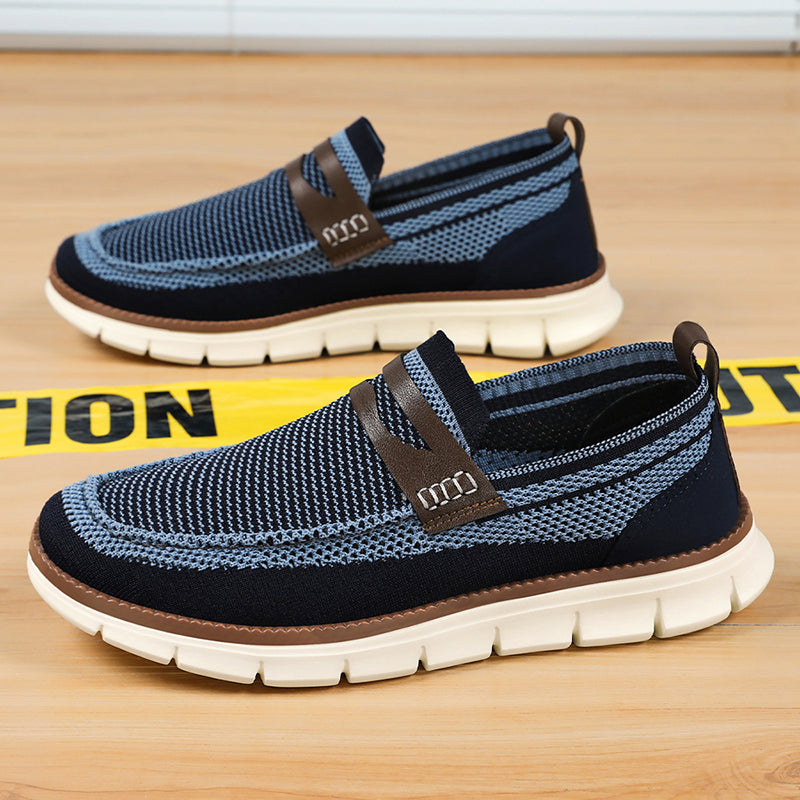 Men's Comfortable Knit Dress Sneakers – Breathable Mesh Slip-On Shoes, Lightweight Walking Shoes for Business, Travel & Casual Style
