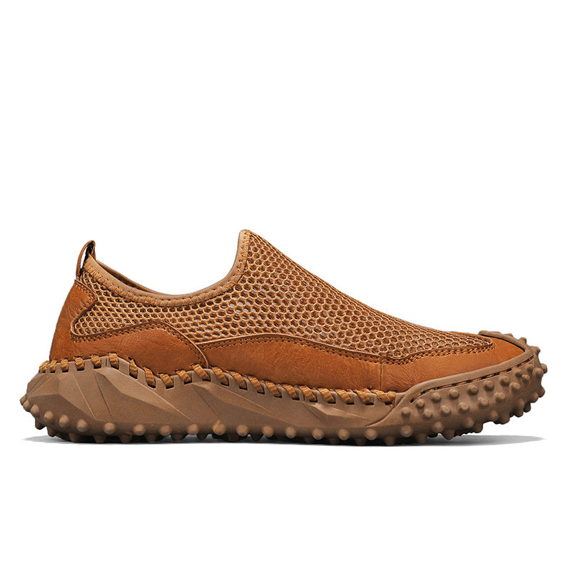 ⏰Fresh Steps – 50% OFF🛒 Men's Slip-On Orthopedic Casual Walking Shoes – Breathable Mesh, Leather Trim, Arch Support & Non-Slip Rubber Sole for Outdoor Trekking