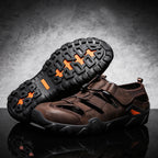 (🎁Free Orthotic Insoles🔥)Men's Outdoor Sandals – Breathable Hollow-Out Closed-Toe Hiking Sandals with Anti-Collision Toe Cap, Adjustable Strap & Non-Slip Sole